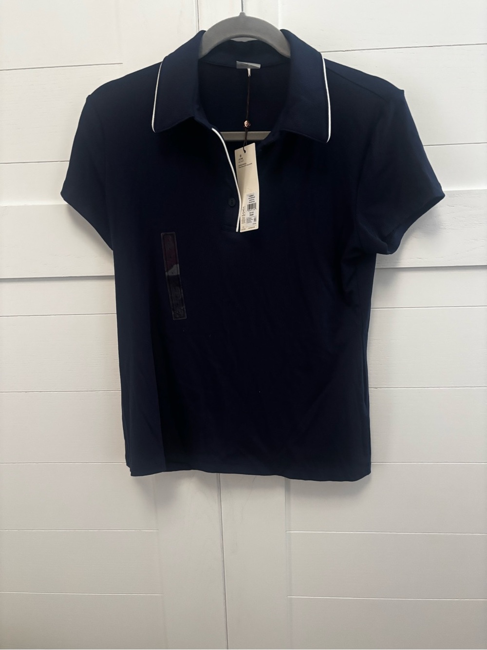 CALIA by Carrie Underwood Navy Short Sleeve Golf  Polo with White Trim